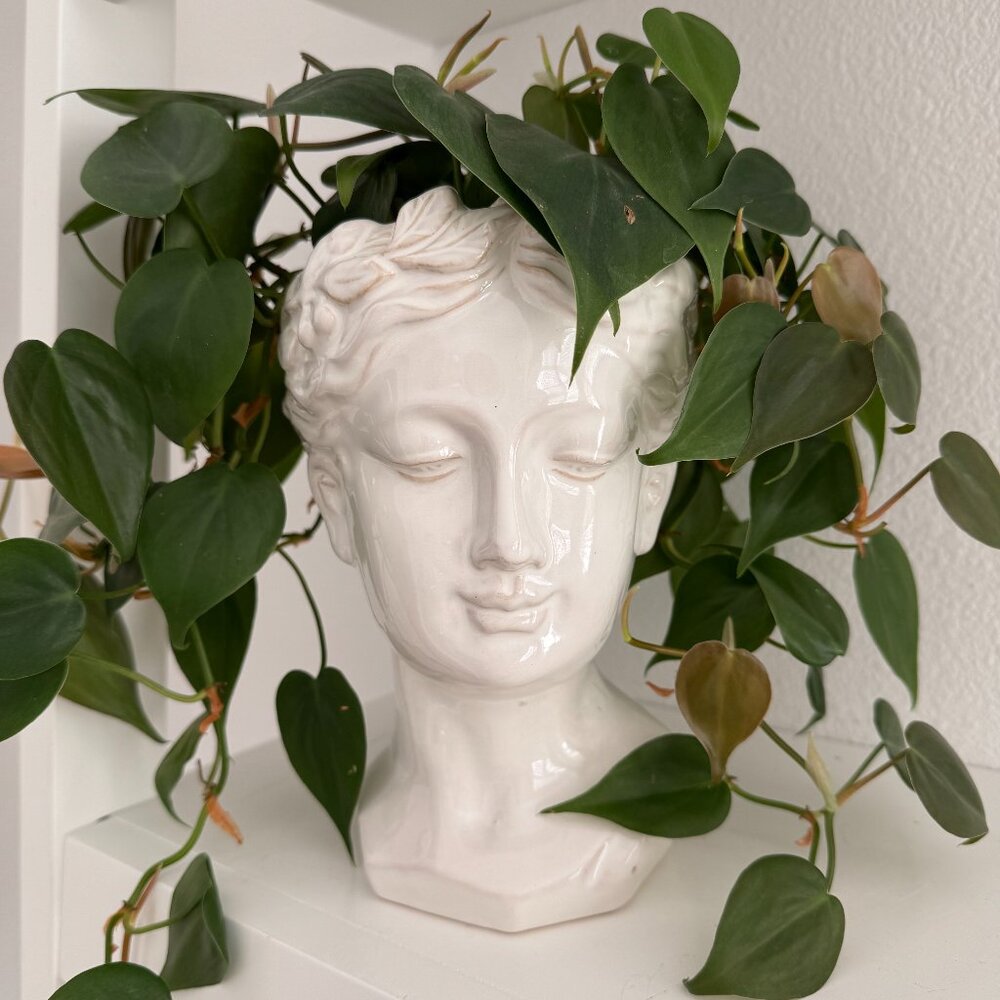 White Grecian Bust Goddess Planter Pot